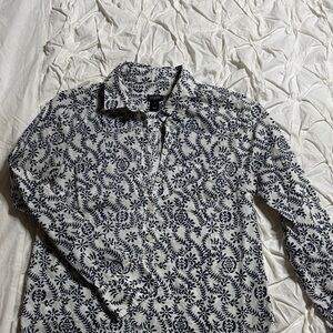 J. Crew Blue and White Floral Shirt